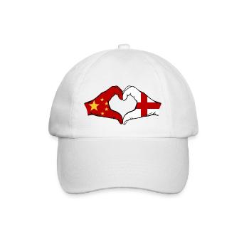 China England Flag Hands Heart Shape - Baseball Cap - white/white - Front