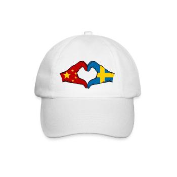 China Sweden Flag Hands Heart Shape - Baseball Cap - white/white - Front