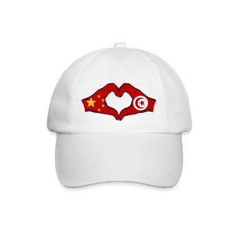 China Tunisia Flag Hands Heart Shape - Baseball Cap - white/white - Front