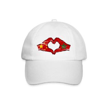 Chine Maroc drapeau mains forme de coeur utilisé - Casquette classique - blanc/blanc - Devant