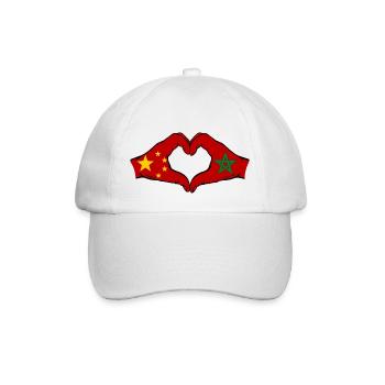 Chine Maroc Drapeau Mains Coeur Forme - Casquette classique - blanc/blanc - Devant