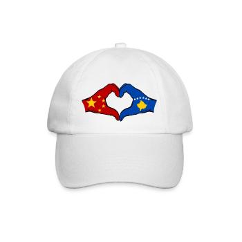 China Kosovo Flag Hands Heart Shape - Baseball Cap - white/white - Front