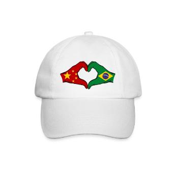 China Brazil Flag Hands Heart Shape - Baseball Cap - white/white - Front