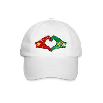 China Brazil Flag Hands Heart Shape Used - Baseball Cap - white/white - Front