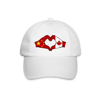 China Canada Flag Hands Heart Shape - Baseball Cap - white/white - Front