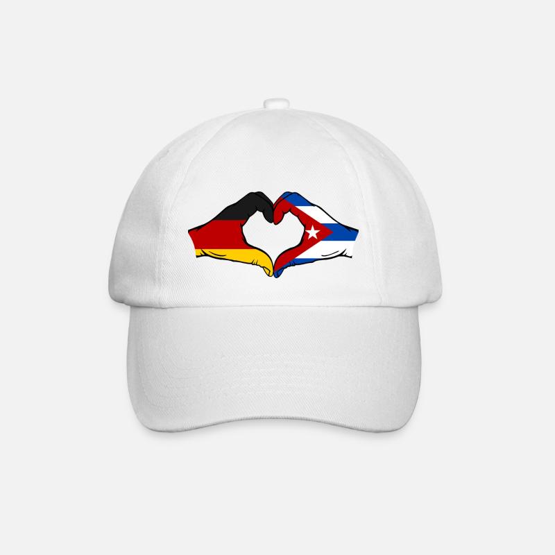 Deutschland Kuba Flagge Hände Herzform - Baseballkappe - Weiß/Weiß