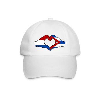 Holland Cuba Flag Hands Heart Shape - Baseball Cap - white/white - Front