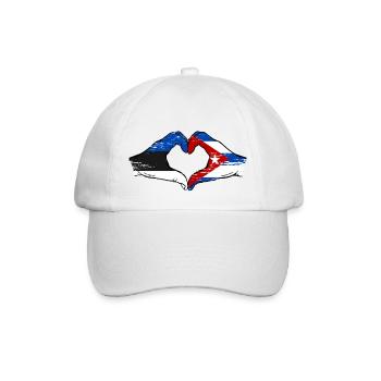 Estonia Cuba Flag Hands Heart Shape Used - Baseball Cap - white/white - Front
