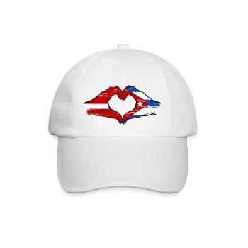 Latvia Cuba Flag Hands Heart Shape Used - Baseball Cap - white/white - Front