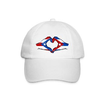 Puerto Rico Cuba Flag Hands Heart Shape Used - Baseball Cap - white/white - Front