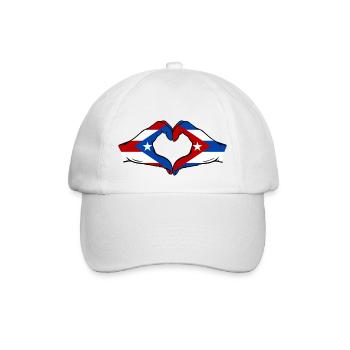 Puerto Rico Kuba Flagge Hände Herzform - Baseballkappe - Weiß/Weiß - Vorne