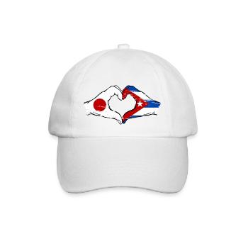 Japan Cuba Flag Hands Heart Shape Used - Baseball Cap - white/white - Front