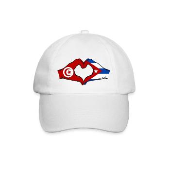 Tunisia Cuba Flag Hands Heart Shape - Baseball Cap - white/white - Front