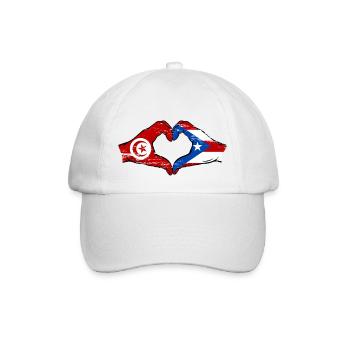 Tunisie Porto Rico Drapeau Mains Coeur Forme Utilisé - Casquette classique - blanc/blanc - Devant