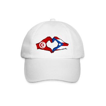 Tunesien Puerto Rico Flagge Hände Herzform - Baseballkappe - Weiß/Weiß - Vorne