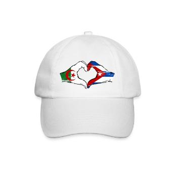 Algeria Cuba Flag Hands Heart Shape Used - Baseball Cap - white/white - Front