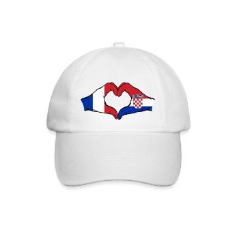 France Croatia Flag Hands Heart Shape - Baseball Cap - white/white - Front
