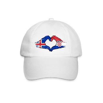 Iceland Croatia flag hands heart shape used - Baseball Cap - white/white - Front