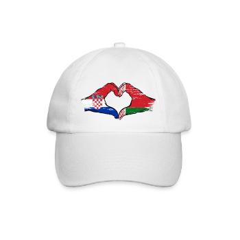 Kroatien Belarus Flagge Hände Herzform used - Baseballkappe - Weiß/Weiß - Vorne