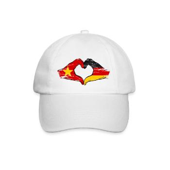 Vietnam Deutschland Flagge Hände Herzform used - Baseballkappe - Weiß/Weiß - Vorne