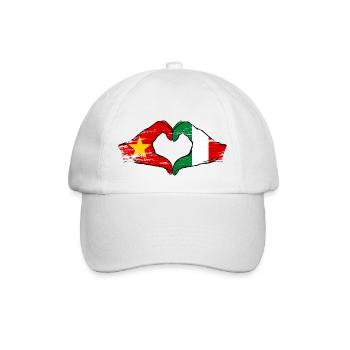 Vietnam Italy Flag Hands Heart Shape Used - Baseball Cap - white/white - Front