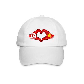 Tunisia Vietnam flag hands heart shape used - Baseball Cap - white/white - Front