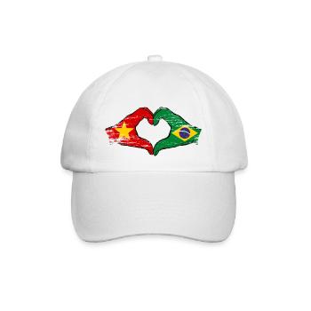 Vietnam Brazil Flag Hands Heart Shape Used - Baseball Cap - white/white - Front