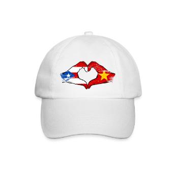 Puerto Rico Vietnam Flagge Hände Herzform used - Baseballkappe - Weiß/Weiß - Vorne