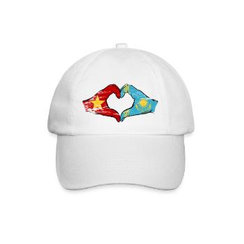 Vietnam Kazakhstan Flag Hands Heart Shape Used - Baseball Cap - white/white - Front