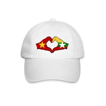 Vietnam Myanmar Flag Hands Heart Shape - Baseball Cap - white/white - Front