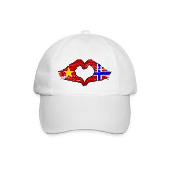 Vietnam Norwegen Flagge Hände Herzform used - Baseballkappe - Weiß/Weiß - Vorne