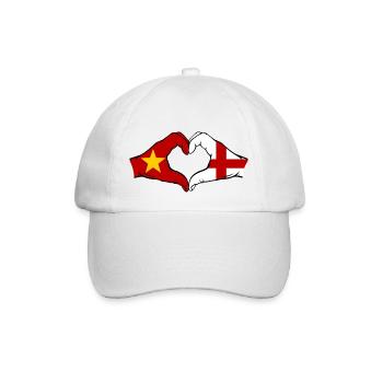 Vietnam England Flagge Hände Herzform - Baseballkappe - Weiß/Weiß - Vorne