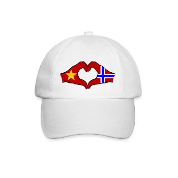 Vietnam Norway Flag Hands Heart Shape - Baseball Cap - white/white - Front
