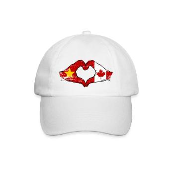 Vietnam Canada Flag Hands Heart Shape Used - Baseball Cap - white/white - Front