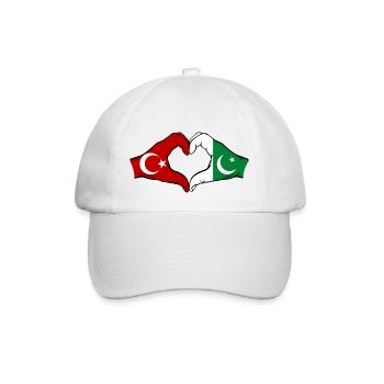 Turkey Pakistan Flag Hands Heart Shape - Baseball Cap - white/white - Front