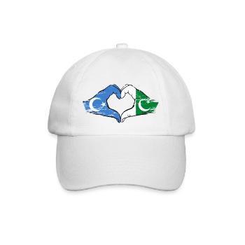 Uyghur Pakistan flag hands heart shape used - Baseball Cap - white/white - Front
