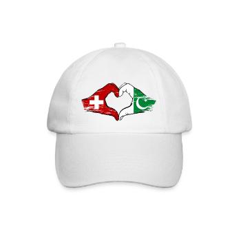 Suisse Pakistan drapeau mains coeur forme utilisé - Casquette classique - blanc/blanc - Devant