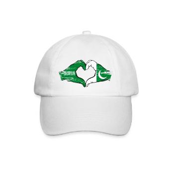 Saudi Arabia Pakiastan Flag Hands Heart Shape Used - Baseball Cap - white/white - Front