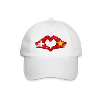 Suisse Vietnam Drapeau Mains Coeur Forme Utilisé - Casquette classique - blanc/blanc - Devant