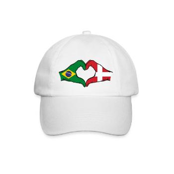 Brésil Danemark drapeau mains forme coeur - Casquette classique - blanc/blanc - Devant