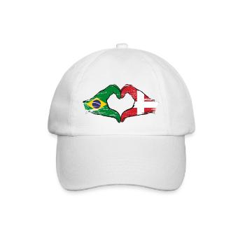 Brésil Danemark drapeau mains forme de coeur utilisé - Casquette classique - blanc/blanc - Devant