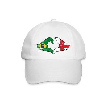 Brazil England flag hands heart shape used - Baseball Cap - white/white - Front