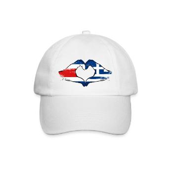 Costa Rica Grèce Drapeau Mains Coeur Forme Utilisé - Casquette classique - blanc/blanc - Devant