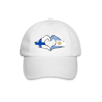 Finland Argentina Flag Hands Heart Shape Used - Baseball Cap - white/white - Front