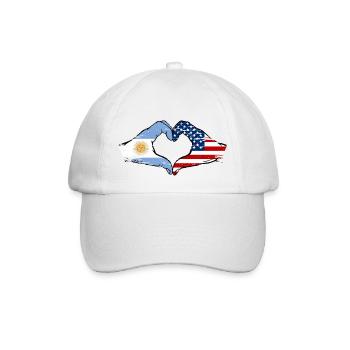 Argentina USA Flag Hands Heart Shape Used - Baseball Cap - white/white - Front
