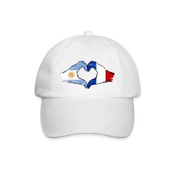 Argentina France Flag Hands Heart Shape Used - Baseball Cap - white/white - Front
