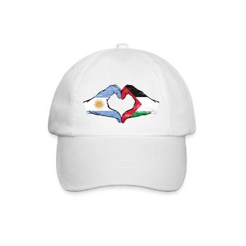 Argentina Palestine Flag Hands Heart Shape Used - Baseball Cap - white/white - Front