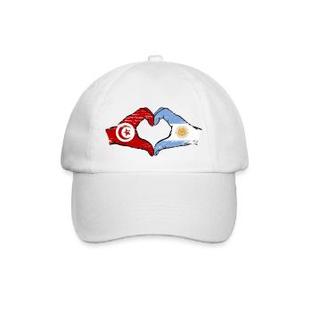 Tunisia Argentina Flag Hands Heart Shape Used - Baseball Cap - white/white - Front