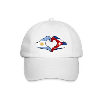 Argentina Cuba Flag Hands Heart Shape Used - Baseball Cap - white/white - Front