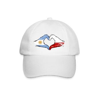 Argentina Poland Flag Hands Heart Shape Used - Baseball Cap - white/white - Front